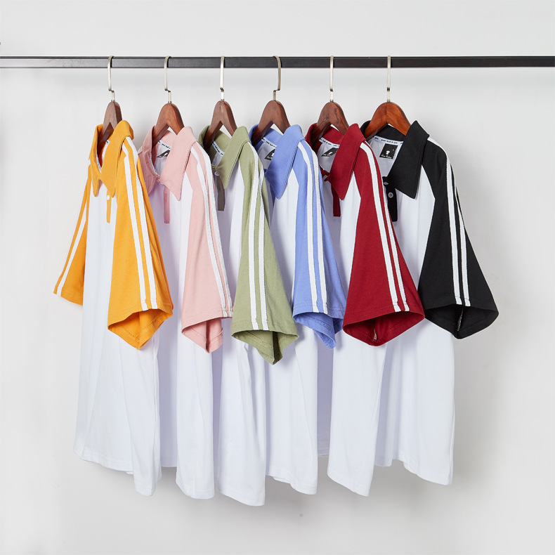 Procesamiento de camisa de Polo de manga corta de algodón Raglan impreso LOGO Hong Kong estilo de clase de moda uniforme grupo uniforme actividad T-shirt producción