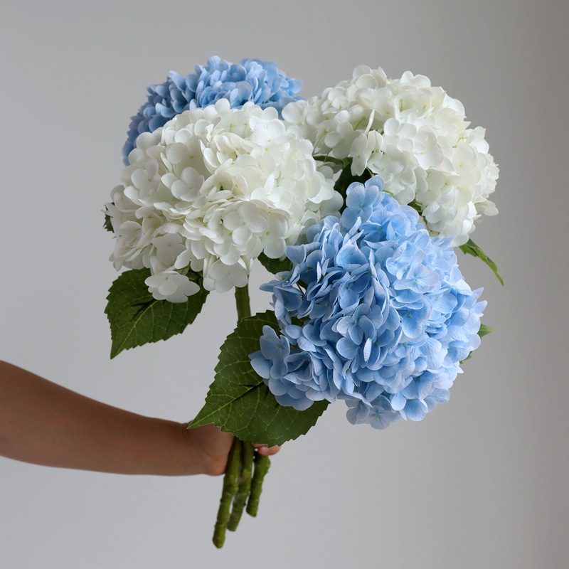 Fleur artificielle 3D se sentir hydratant grand hortensia hôtel décoration floral décoration de mariage fausse fleur en gros film hortensia