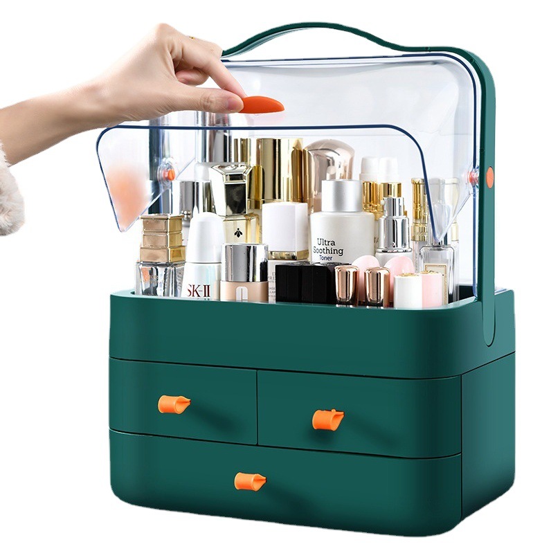 Caja de almacenamiento de cosméticos de lujo ligero tipo cajón rack de almacenamiento a prueba de polvo caja de organización de escritorio tocador de cuidado de la piel rack de almacenamiento