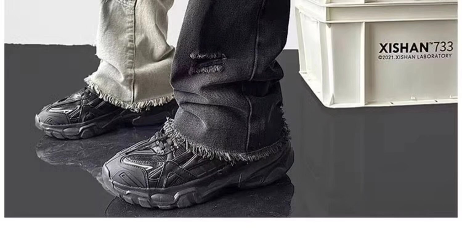 Men's Patchwork Color Block Ripped Jeans High Street Straight_voghion.com