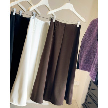 25秋冬新款韩版加绒加厚仿羊绒半身裙女垂感高腰显瘦A字中长伞裙