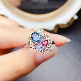 新款天然托帕石戒指S925银镶嵌主石5*7mm百搭网红爆款女饰批发