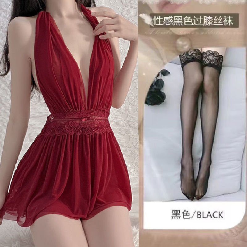 버건디 [T바지 포함] + 블랙 스타킹