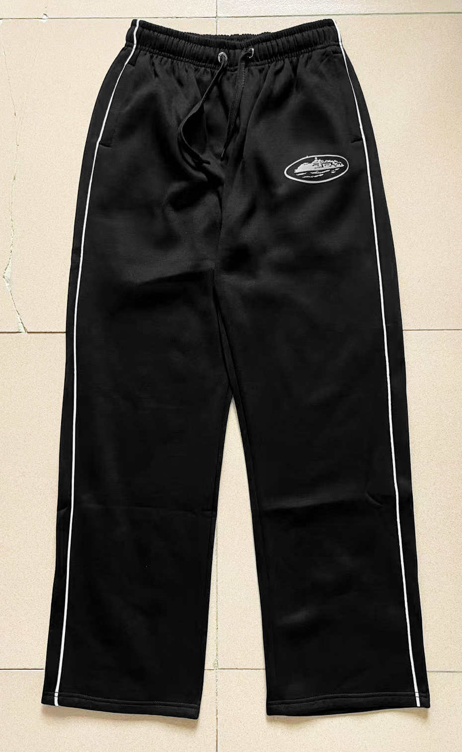 Unbranded Reflective Graphic Piping Sweatpants Black