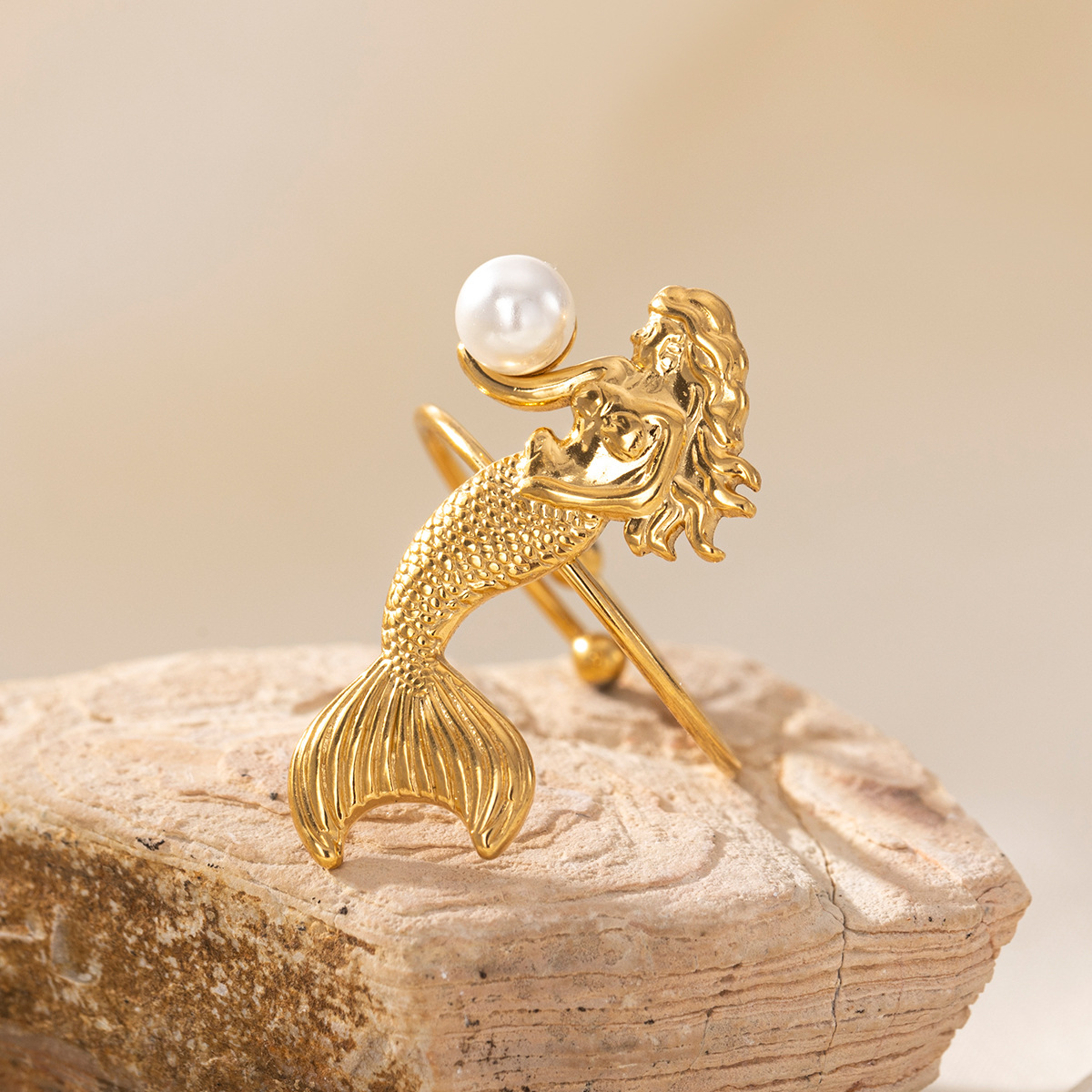 Terna Europa y América collar de acero inoxidable pernos de aretes anillo conjunto de vacaciones marinas joyerías sirena venta caliente transfronteriza