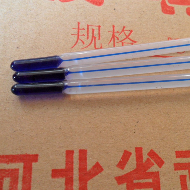 蓝水玻棒温度计 50℃ +-50℃ 100℃150℃200℃直径6.2mm 白背刻度