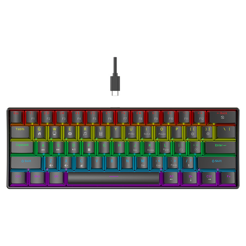 K61 キーメカニカルキーボード緑軸赤軸茶軸黒軸キーライン分離 rgb 照明 e スポーツゲーム真のメカニカル|undefined