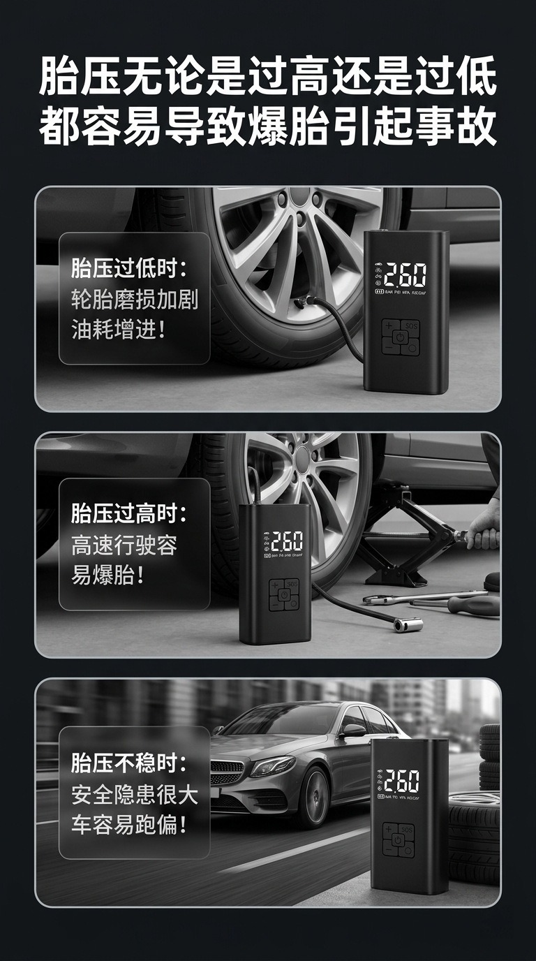 Cross-border wireless car air pump, electric smart portable tire inflator for cars, off-road vehicles, and bicycles, wholesale