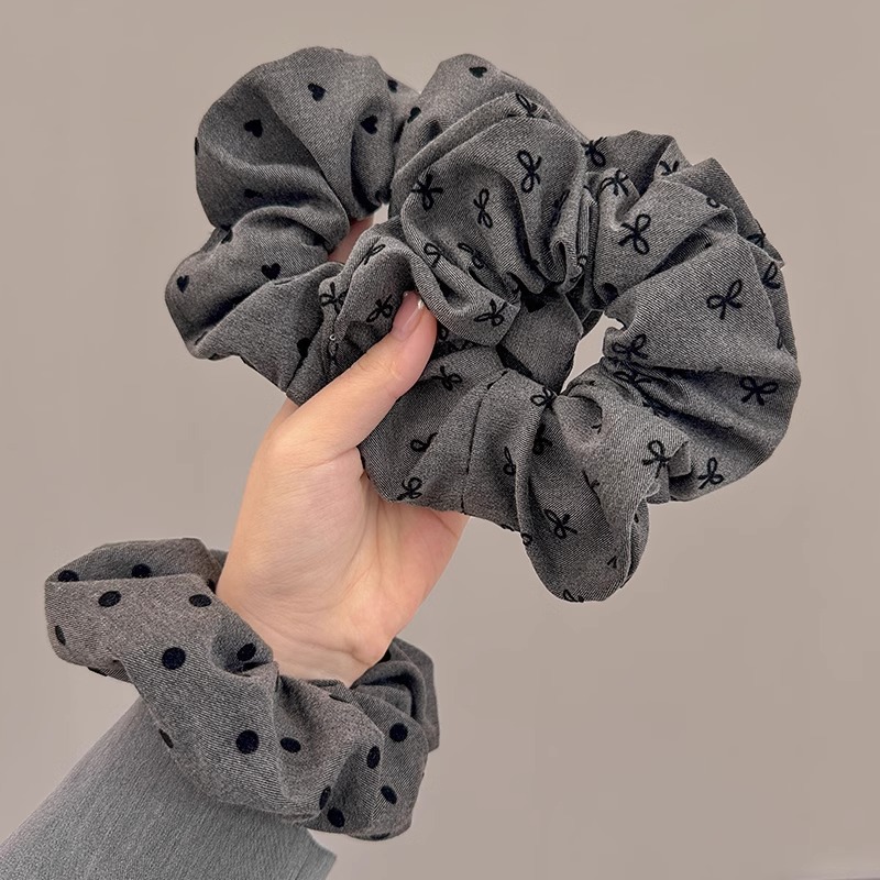 Francés punto de onda gris negro arco de bolas de cabello de bolas de cabello de alta elasticidad correa de cabello joyas de cabello