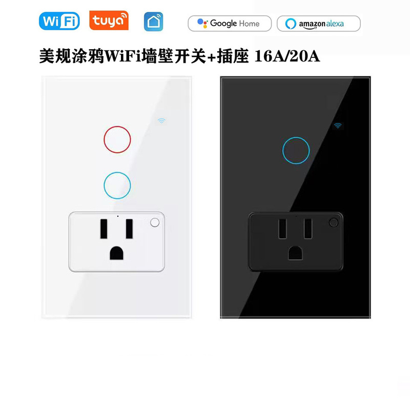 Tuya Us Standard Wifi Smart Wall Switch + Socket with Power Consumption Statistics and Audio Support for Alexa and Google Home Tuya Us Standard Wifi Smart Wall Switch + Socket with Power Consumption Statistics and Audio Support for Alexa and Google Home