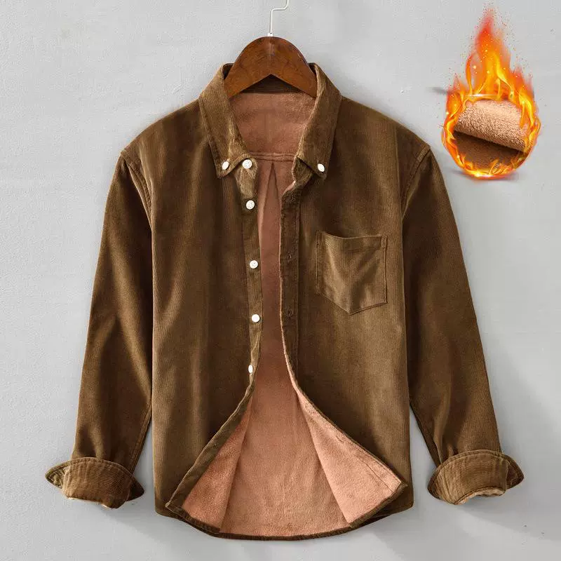 L911 Вельветовая хлопковая рубашка на флисовой подкладке, осенне-зимняя теплая рубашка в стиле ретро, пальто из поколения волос