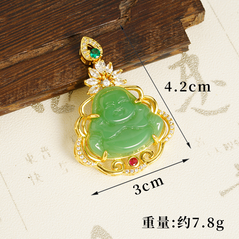 Colgante de oro de arena de Vietnam nuevo estilo de lujo ligero con incrustaciones de loto vientre grande Buda Maitreya modelo femenino colgante de nicho joyería al por mayor