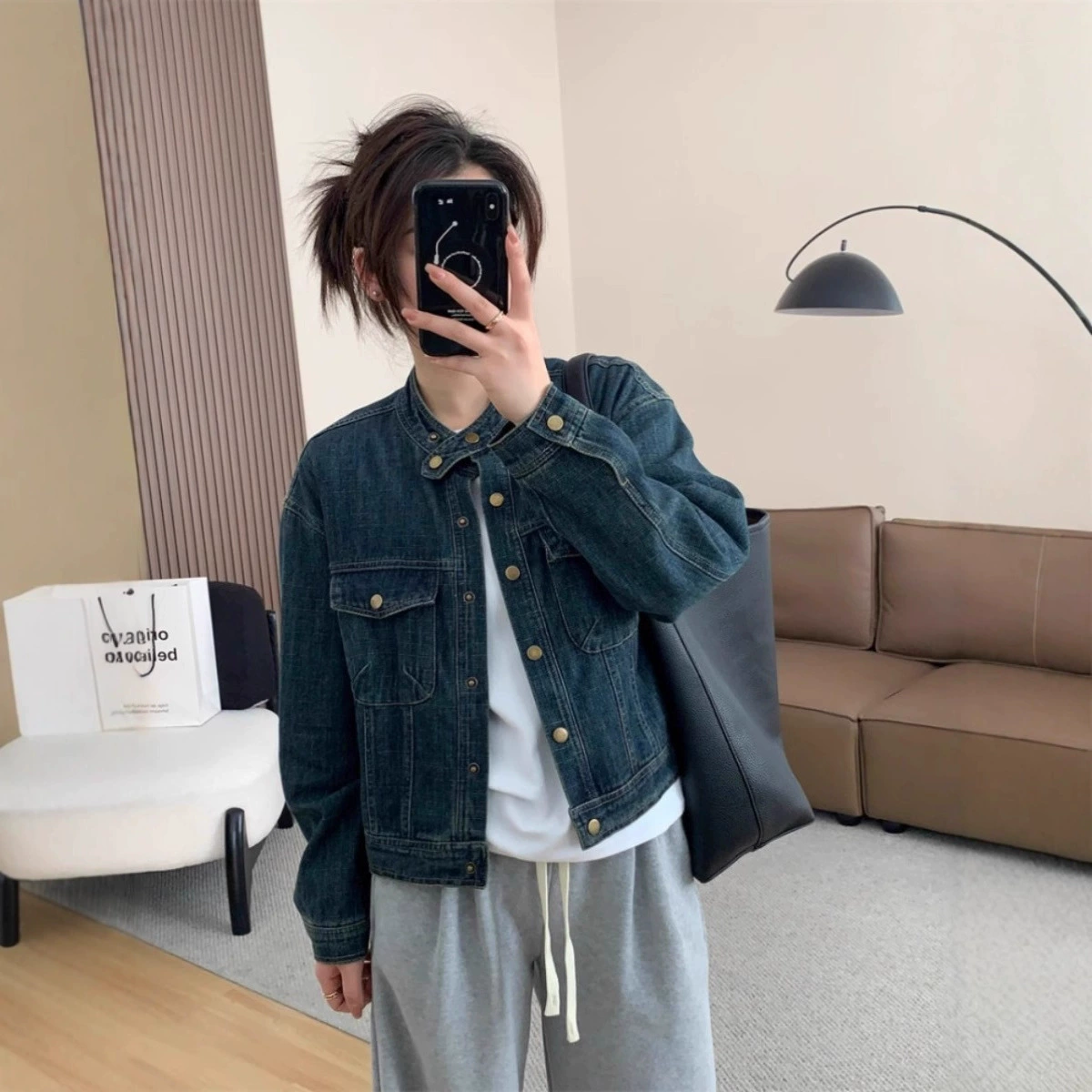 Retro design denim skirt, spring jacket, 2024 years