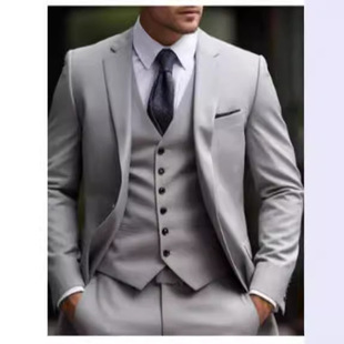 2024 new European and American plus fat foreign trade plus size suit three-piece groom best man host banquet dress suit