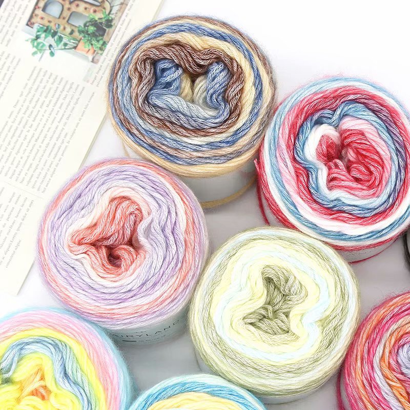 Yarn cake line with thick fantasy rainbow gradient ball knitting needle yarn sweater shawl scarf yarn knitting DIY wholesale