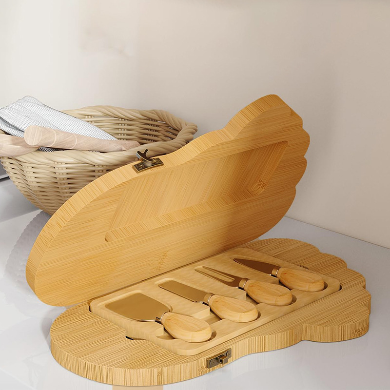 Tablero de queso de bambú creativo en forma de dibujos animados plato de queso casero fiesta snack plato de frutas