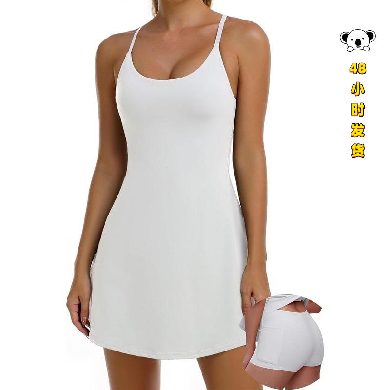 W 86019 Women's Tennis Dress with Built-in Bra Fitness One-piece Tennis Dress