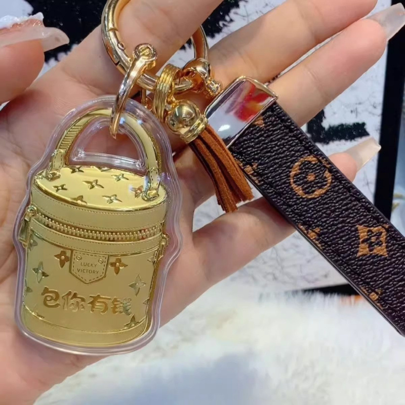 包你有钱包包挂绳足金999金片钥匙扣手机链黄金挂饰抖音直播引流