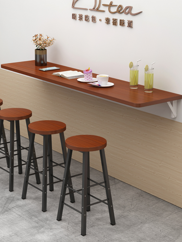 Simple Modern Wall-Mounted Folding Bar Table and Chairs for Home Milk Tea Shop Cafe Balcony Multi-Functional Dining Table