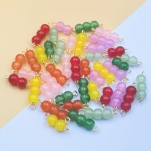 9字针串珠彩色珍珠双吊双环饰品古风装饰配件