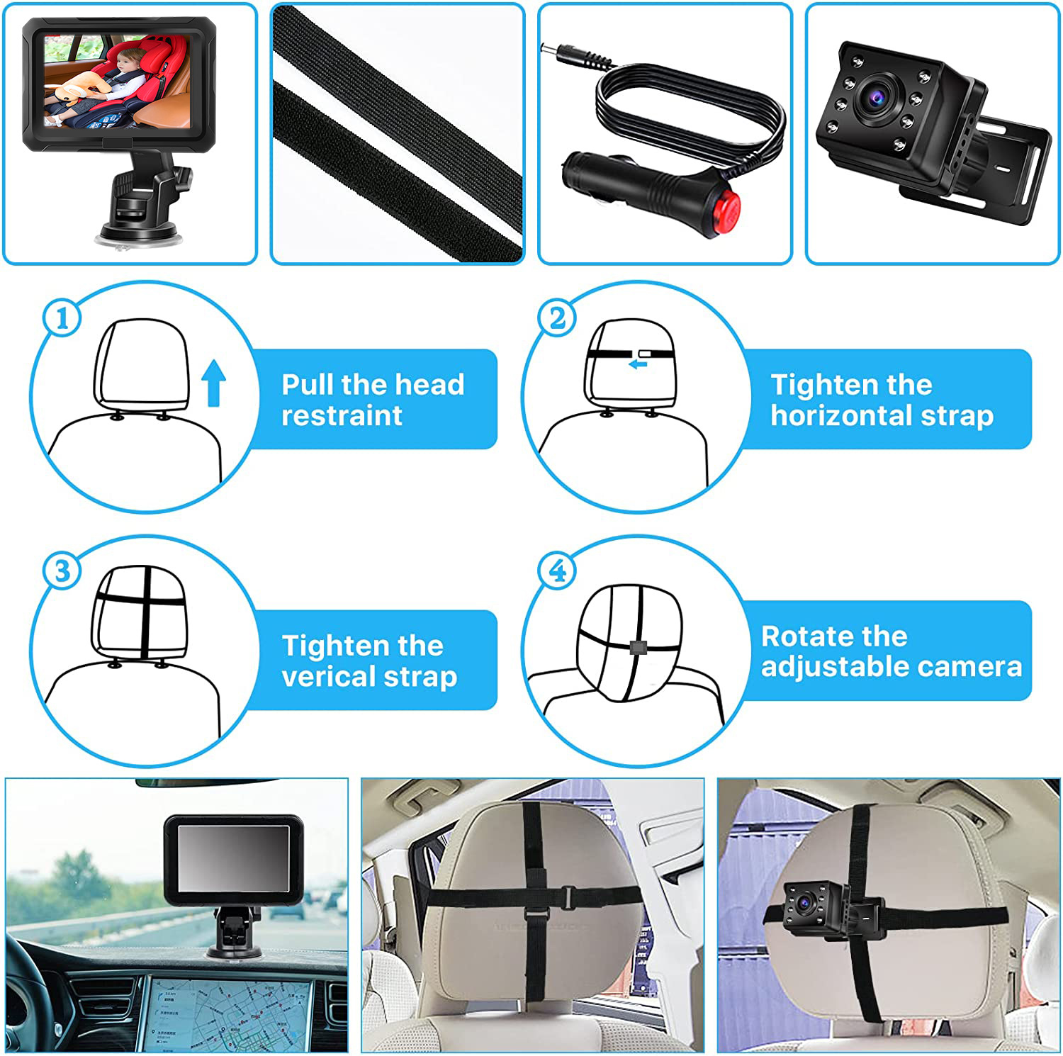 Amazon New Private Model 4.3 Inch Car Baby Monitor HD Night Full Color HD1080P Camera