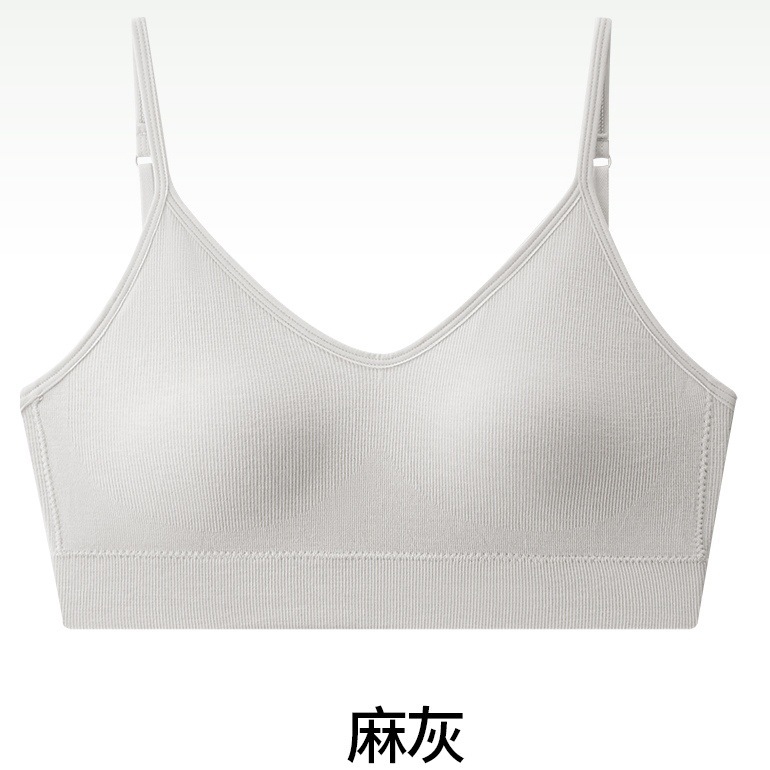 6723高品质舒适简约背心裸氨无缝吊带Bra大U美背显瘦裹胸螺纹面料|undefined