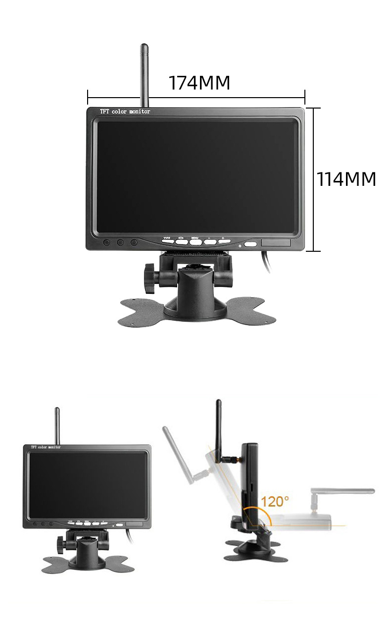 7 inch 2.4g car Wireless reversing display infrared HD night vision bus truck Camera 7 inch display