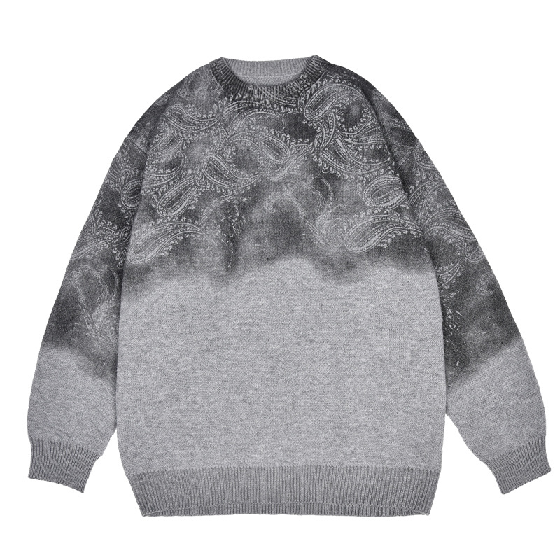 Men's Clothing Unique Design Plus Size Men's Tie-Dye Sweater Casual Oversized Knitwear Round Neck Long Sleeve Pullover For Winter_viptrois.com
