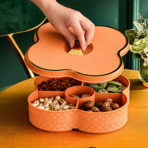 Light luxury national style fruit box household multi-layer dried fruit box with lid fruit plate nut candy box can be superimposed on the living room snack tray