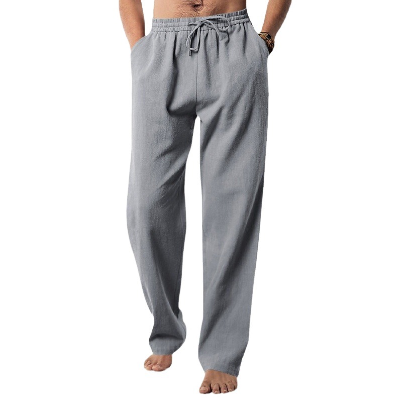 2024 Independent Station European and American Spring and Summer New Trendyy Men's Hip-Hop Breathable Linen Loose Casual Sports Pants