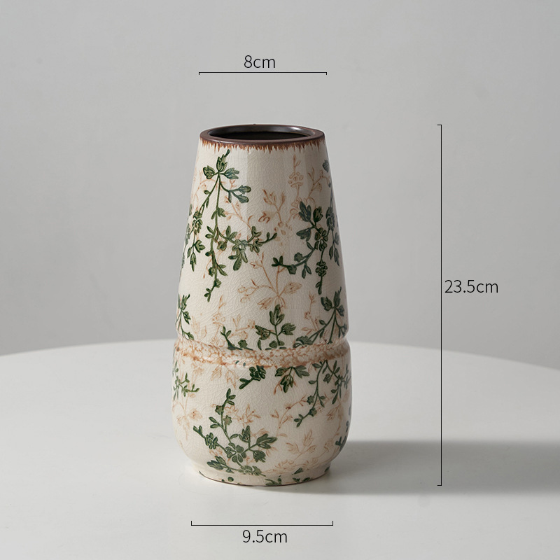 花レトロセラミック花瓶装飾品リビングルーム水耕フラワーアレンジメントクリエイティブ牧歌的なスタイルの装飾品新しいメーカー|undefined
