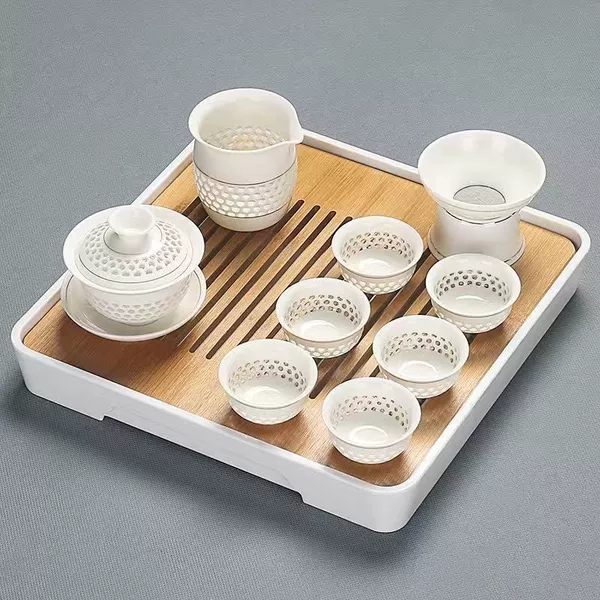 ∥№∩♀πGold wire covered bowl-28 square white plate set⊙