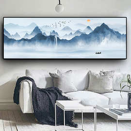 现代简约单幅山清水秀风景 喷绘画 创意沙发背景墙装饰画玄关挂画
