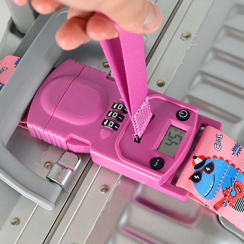 Maleta reforzada para envíos con correas ajustables, correas de equipaje coloridas, báscula electrónica, maleta con candado de combinación