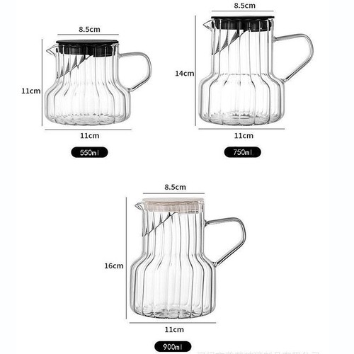 Hand brewed glass coffee pot set Vertical pattern high borosilicate glass sharing pot brewing pot home coffee and tea pot