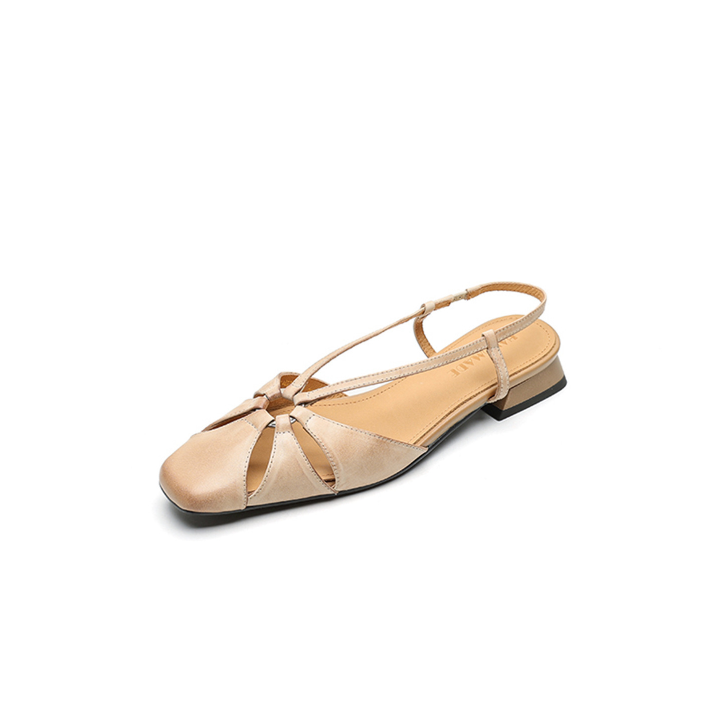 Sandal nữ quai ngang mũi nhọn phong cách vintage, gót thấp 3 cm — đen