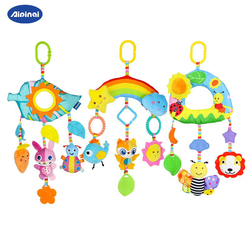 Aipinqi nuevo bebé Arco Iris sonajero colgante animal 0 años de edad bebé coche cama colgante calmante juguete de peluche