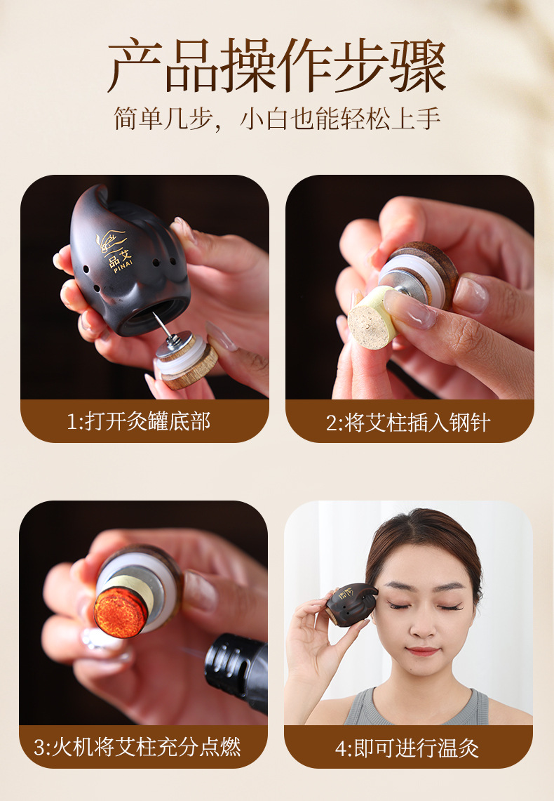 Facial Moxa Stick Jar Portable Face Moxibustion Device with 20 Moxa Sticks for Spa and Home Beauty Care in use