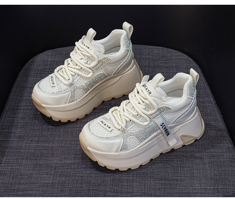 Giày sneaker nữ đế dày phong cách cổ điển phối lưới và da — Vàng lưới 5027-1, Đỏ da 5027, Xám lưới 5027-1, Đỏ lưới 5027-1 chi tiết 36