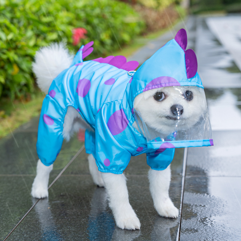 Capa de lluvia original para perros cabello azul perro de tamaño medio gato de cuatro patas bolsa impermeable a prueba de viento ropa para perros para gatos impermeables artículos para mascotas