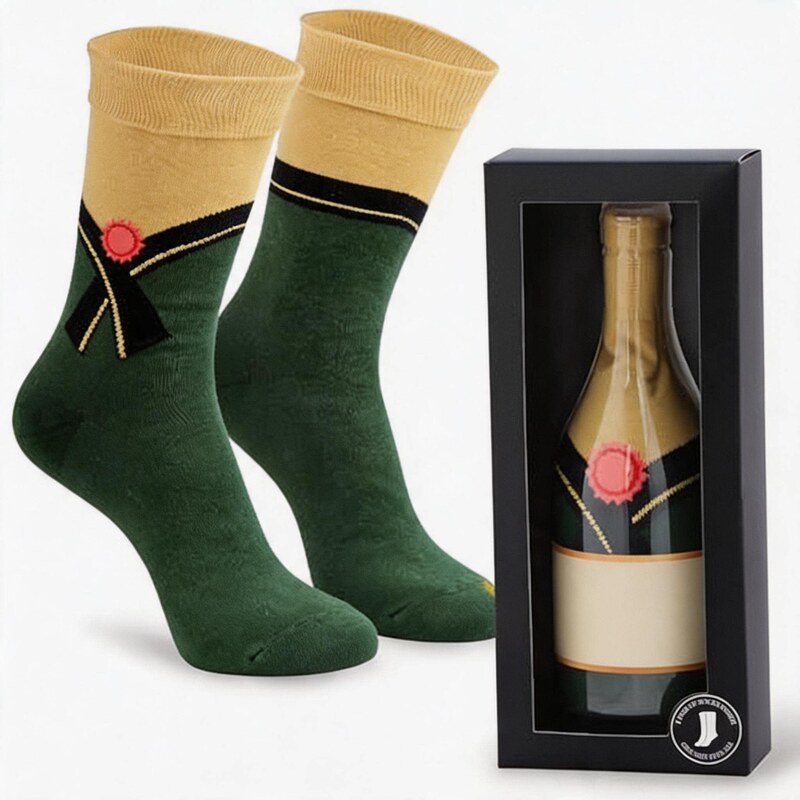 Champagne Gift Box Socks Red Wine Glass Bottle Glass Cup Creative Funny Gift Socks Halloween Father's Day Gift Box