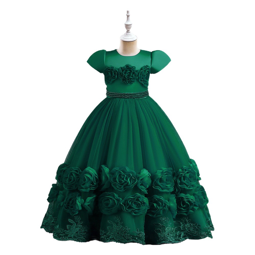 Nuevos niños europeos y americanos vestido de princesa vestido de estilo occidental largo pettiskirt niña cumpleaños pasarela piano rendimiento vestido