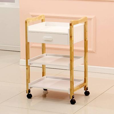 Estante de almacenamiento de carro de coche de belleza salón de belleza herramienta especial coche de madera maciza de tres capas salón de uñas salón de almacenamiento de coches
