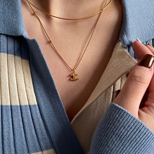 Light Luxury Arc de Triomphe Titanium Steel Colorfast Necklace for Women—High-End, Niche Clavicle Chain, 2024 New Arrival, Elegant Necklace