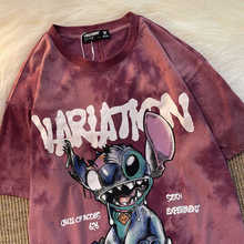 欧美潮牌情侣装扎染宽松短袖T恤女2023夏装新款国潮半袖学生上衣