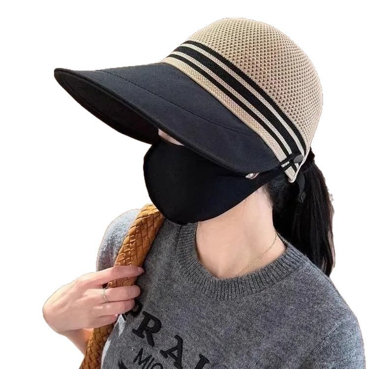 Damen-Entenschnabelkappe, oben offen, Sonnenschutz, Visierhut, großer Kopfumfang, Gesicht schlank machend, Pferdeschwanz, trendig, für draußen_voghion.com