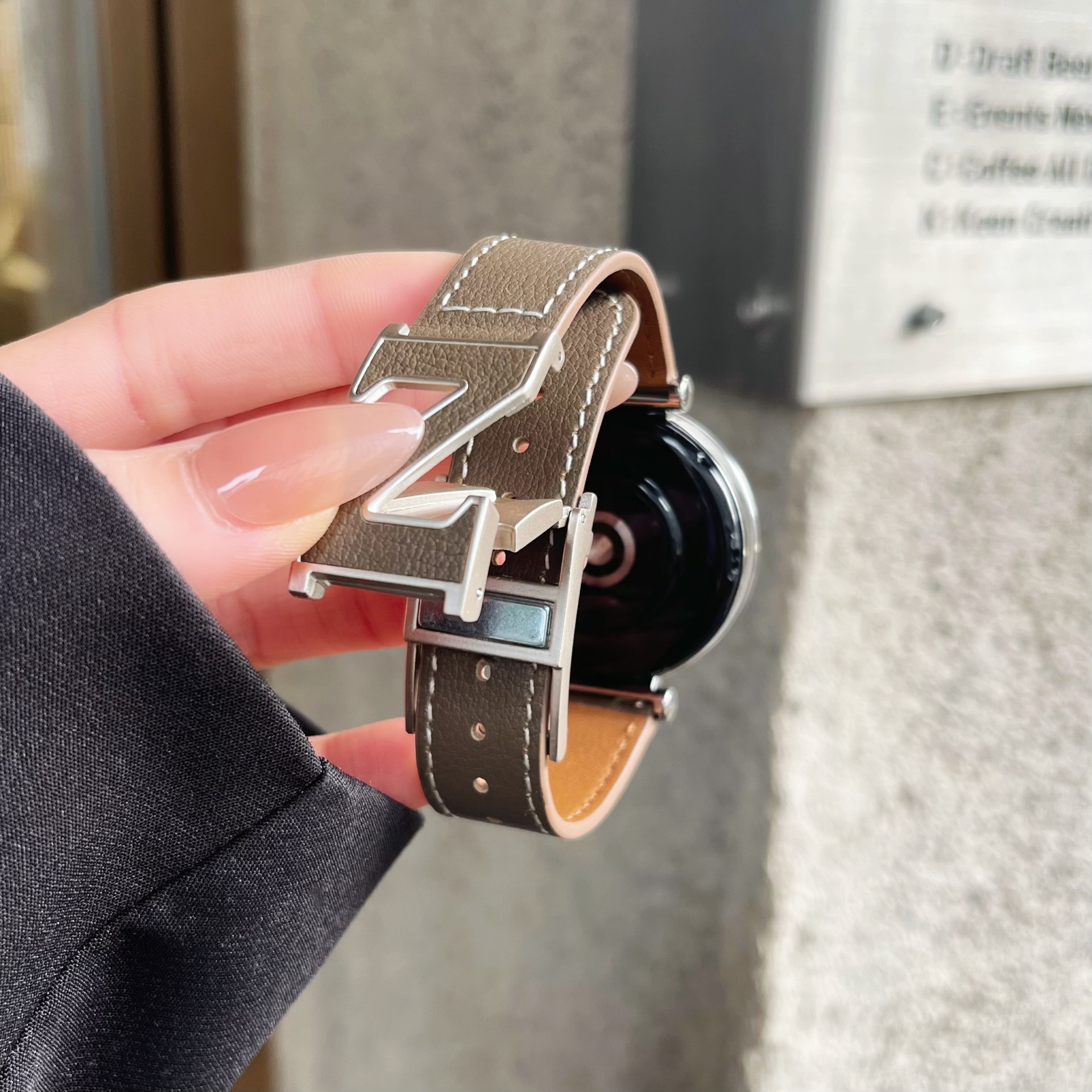 Suitable for Huawei Watch GT4 Strap Gt3pro/watch Litchi Pattern H Magnetic Buckle Samsung Strap Male