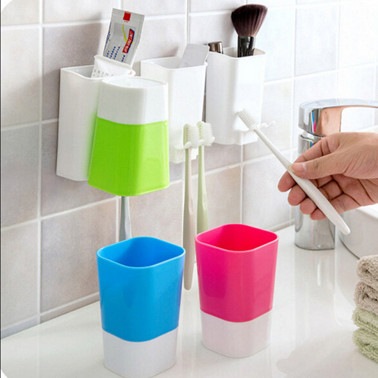 Adhesivo de fábrica bayoneta cepillo de dientes titular traje de lavado enjuague bucal taza de cepillo de dientes pasta de dientes estante de almacenamiento caja de cepillo de dientes