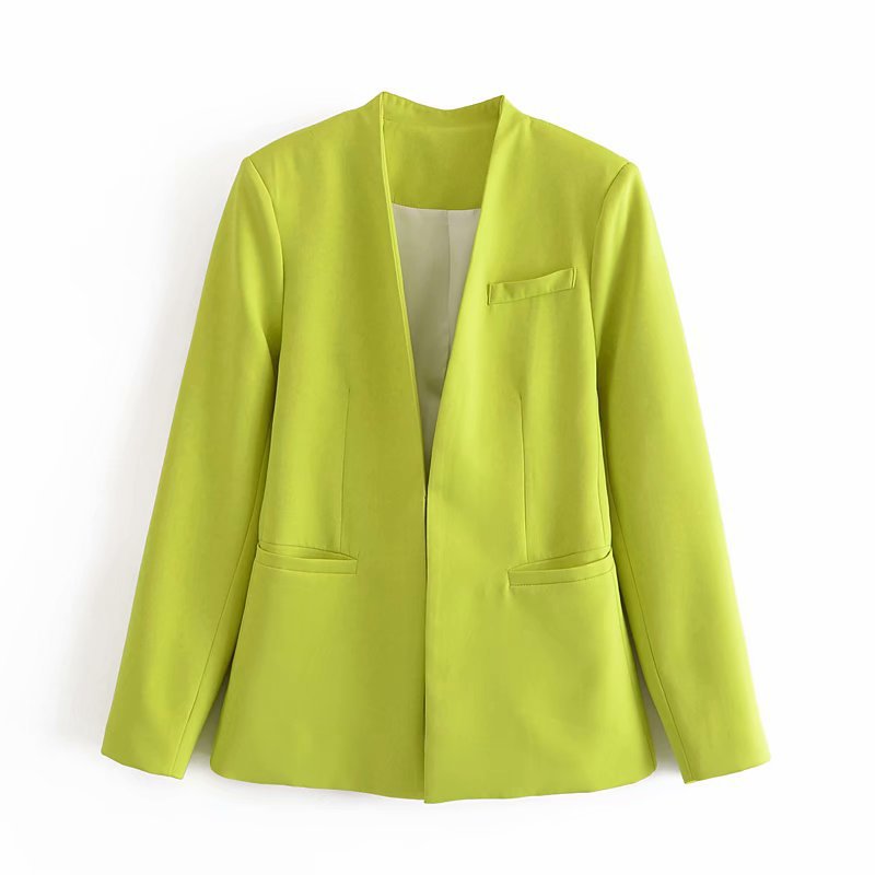 solid color blazer without button Nihaostyles wholesale clothing vendor NSAM75895