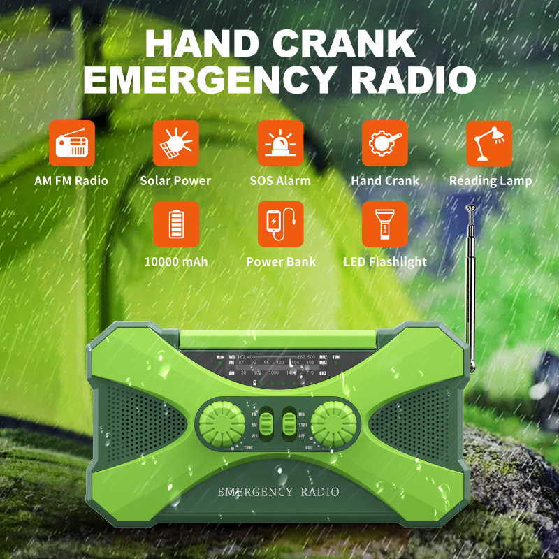 Nueva preparación para el combate transfronteriza Prevención de Desastres emergencia multifunción Radio al Aire Libre FM generación de energía solar Radio